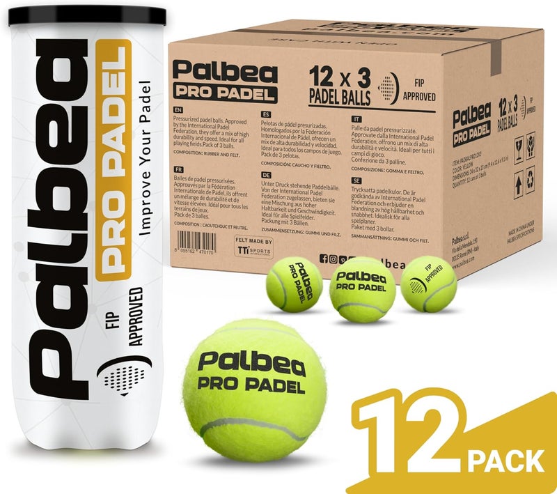 Palbea PRO Padel Balls. 6/12/24 Tubes of 3 Padel Tennis Balls FIP Approved. Paddle Balls Made of HV Felt for Training and Tournament. Suitable for Any Surface or Sites. - Image 2